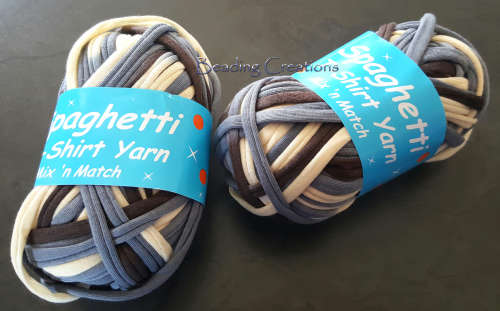 SPAGHETTI T-SHIRT YARN - BROWN AND BEIGE MIX - SOLD PER METER