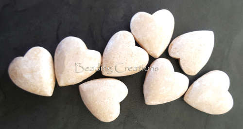 DESIGNER - HAND PAINTED - NATURAL WOODEN HEART BEADS - STONEWASHED SAND - 20x22mm