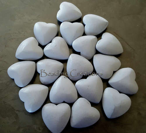 DESIGNER - HAND PAINTED - NATURAL WOODEN HEART BEADS - LARGE GREY - 42x40mm