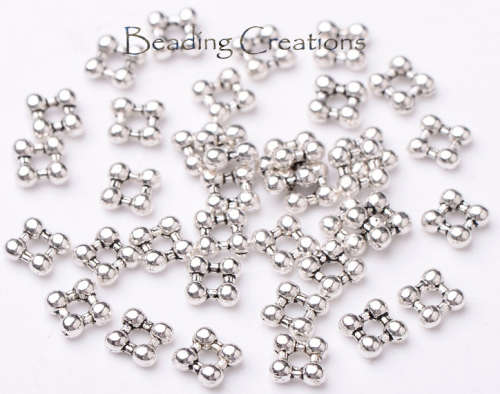 SPACER BEADS - TIBETAN STYLE - SILVER TONE - SQUARE - 5x5x2mm - 20 PCS