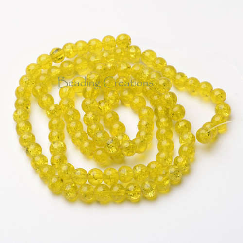BEADS/BEAD/GLASS BEADS/YELLOW GLASS BEADS/ROUND GLASS BEADS/CRACKLE GLASS BEADS/8MM GLASS BEADS