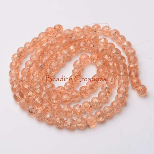 BEADS/BEAD/GLASS BEADS/PEACH GLASS BEADS/ROUND GLASS BEADS/CRACKLE GLASS BEADS/8MM GLASS BEADS