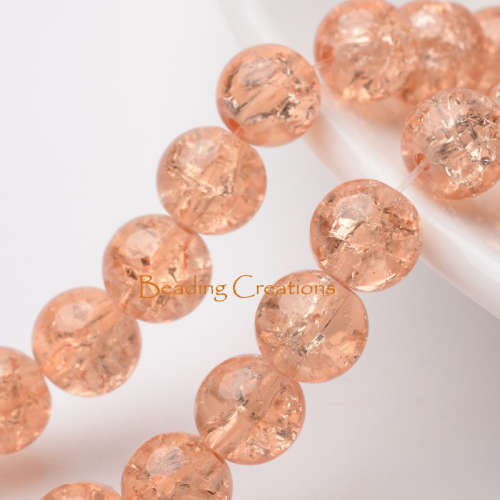 BEADS/BEAD/GLASS BEADS/PEACH GLASS BEADS/ROUND GLASS BEADS/CRACKLE GLASS BEADS/8MM GLASS BEADS