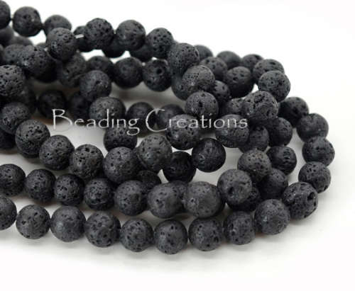 LAVA GEMSTONE BEADS - NATURAL VOLCANIC BASALTIC - BLACK - 10mm