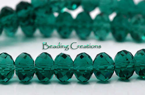 CZECH CRYSTAL QUARTZ FACETED GLASS BEADS RONDELLE MALACHITE GREEN 6MM
