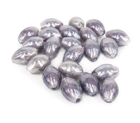 GLASS BEADS - SILVER FOIL - LAMPWORK - OVAL - LILAC 10x17mm