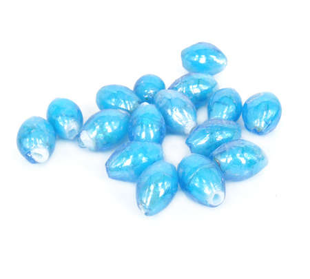 GLASS BEADS - SILVER FOIL - LAMPWORK - OVAL - BLUE - 10x17mm
