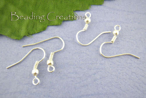 EARRING FINDINGS/EARRING WIRES/EARRING HOOKS/SILVER PLATED EARRING WIRE HOOKS