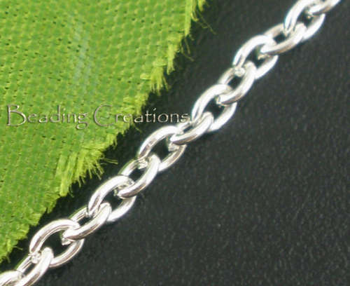CHAIN - SILVER PLATED - CABLE LINK - 3x2mm - SOLD PER PACK OF 1 METER