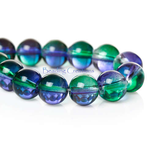 BEADS/BEAD/GLASS BEADS/ROUND GLASS BEADS/BLUE GLASS BEADS/TWO TONE GLASS BEADS/10MM GLASS BEADS