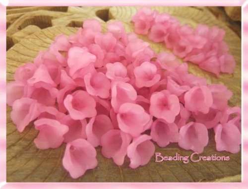 ACRYLIC - LUCITE - FROSTED - PINK - CALLA LILY FLOWER - BEADS/BEAD CAPS - 10mm