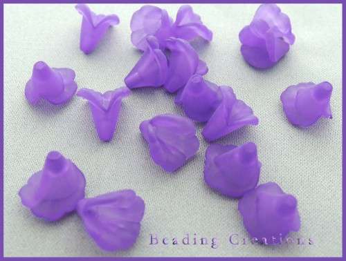 ACRYLIC - FROSTED - PURPLE - CALLA LILLY FLOWER - BEADS/BEAD CAPS - 10mm