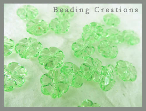 Acrylic Transparent Light Green Flower Beads 10mm