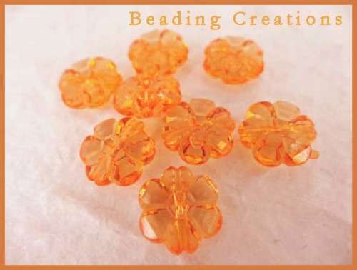 ACRYLIC - TRANSPARENT - ORANGE - FLOWER - BEADS - 10mm