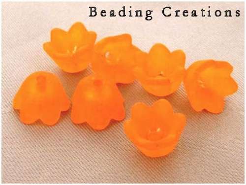 Acrylic Frosted Orange Bell Flower Tulip Beads 10mm