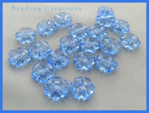 ACRYLIC - TRANSPARENT - BLUE - FLOWER - BEADS - 10mm
