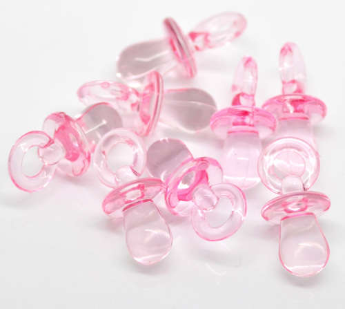 ACRYLIC - PENDANTS - BABY PACIFIER DUMMY - PINK - 31 x15mm