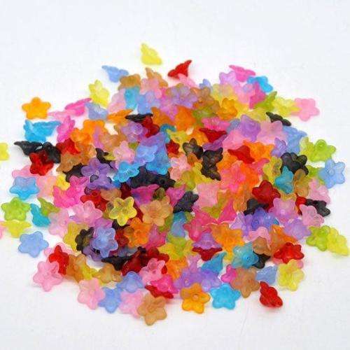 ACRYLIC - RANDOMLY MIXED COLORS - LILY - BEADS/BEAD CAPS - 10x4mm - 10 PCS