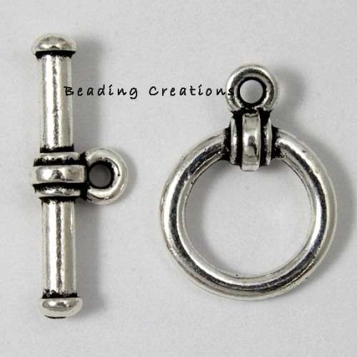 TOGGLE CLASPS - ANTIQUE SILVER - TIERRA CAST -  LEAD FREE PEWTER - 19mm