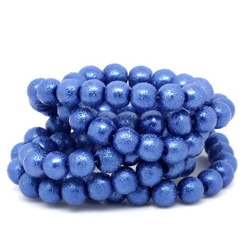 Glass Beads Round Dark Blue Stardust 8mm