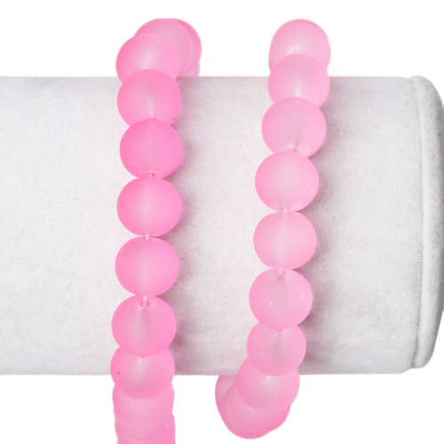 GLASS BEADS - ROUND - PINK - FROSTED - 10mm - SOLD PER BEAD
