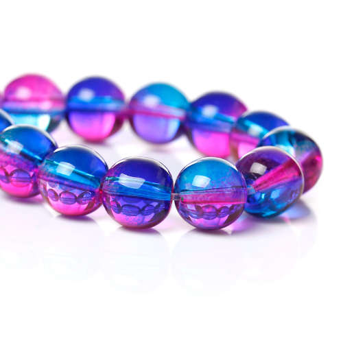 Glass Beads Two Tone Hot Pink And Blue 8mm