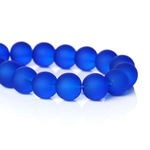 GLASS BEADS - ROUND - ROYAL BLUE - FROSTED - 10mm - SOLD PER BEAD