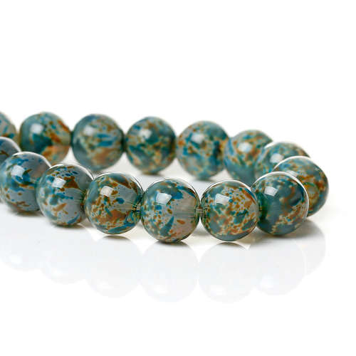 GLASS BEADS - ROUND - FANCY - MULTICOLOR - MOTTLED - 10mm