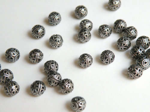 Silver Tone Ornate Filigree Spacer Beads 6mm