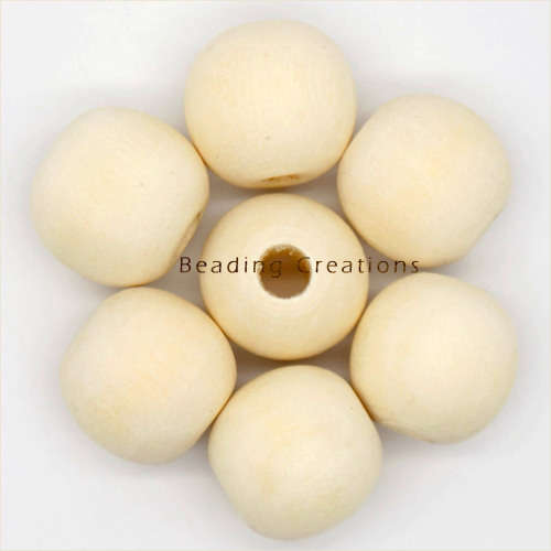 Wooden Beads Natural Raw Uncoated Round 14mm