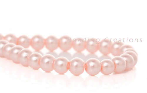 GLASS PEARL BEADS - LIGHT BRIDAL PINK - 8mm - 50 PCS