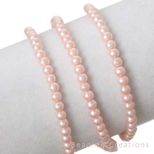 GLASS PEARL BEADS - LIGHT BRIDAL PINK - 8mm - 50 PCS