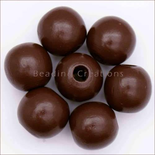 Wooden Beads Natural Choc Brown Round 14mm