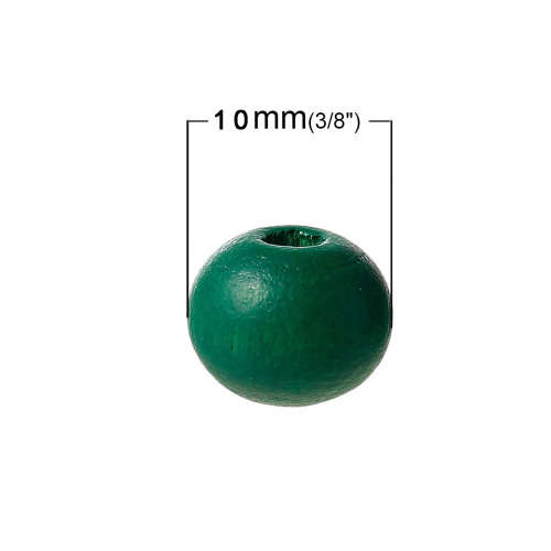 WOODEN BEADS - NATURAL - SEA GREEN - ROUND - 10mm - 20 PCS