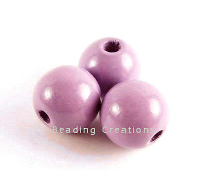 Natural Round Painted Wooden Beads Lilac 14mm