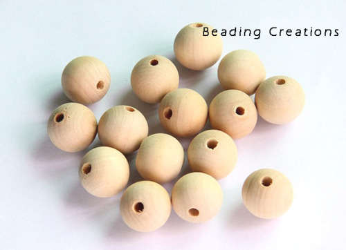 Wooden Beads Natural Raw Uncoated Round 14mm