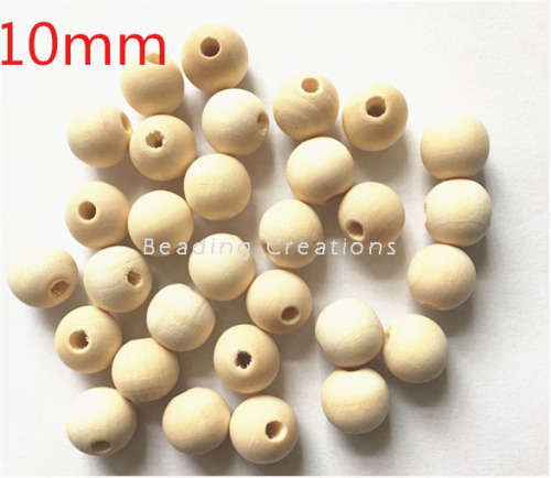 Natural Wooden Beads Raw Uncoated 10mm