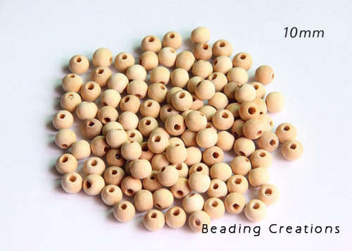 Natural Wooden Beads Raw Uncoated 10mm