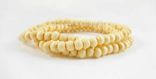 Natural Round Painted Wooden Beads Custard 10mm