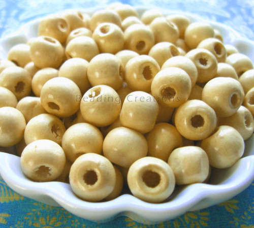 Natural Round Painted Wooden Beads Egg Shell 14mm