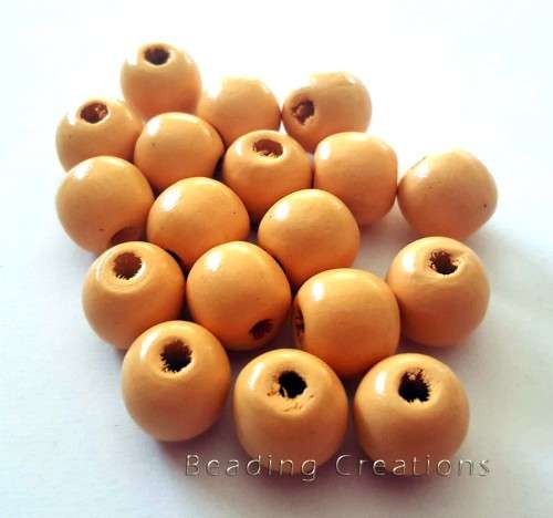 Natural Round Painted Wooden Beads Vanilla 10mm