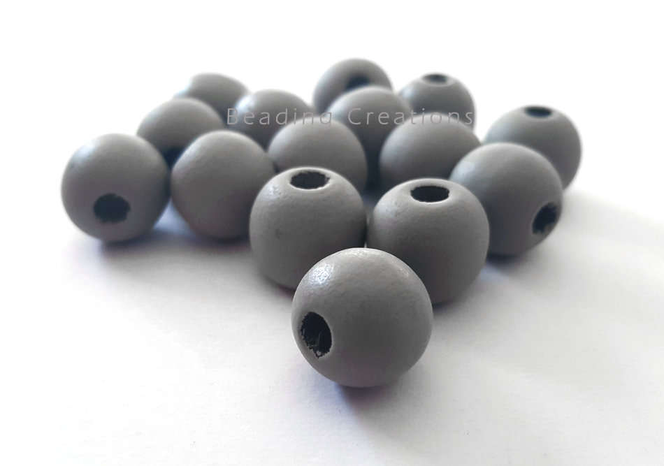 WOODEN BEADS - NATURAL - LIGHT GREY - ROUND - 10mm - 20 PCS
