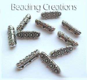 SPACERS - TIBETAN - ANTIQUE SILVER - DAISY - 3 HOLE - 14mm