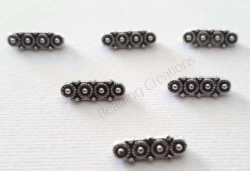 SPACERS - TIBETAN - ANTIQUE SILVER - DAISY - 3 HOLE - 14mm