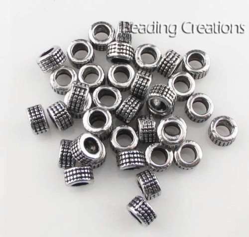 SPACERS - TIBETAN - ANTIQUE SILVER - ROUND - 5x3mm