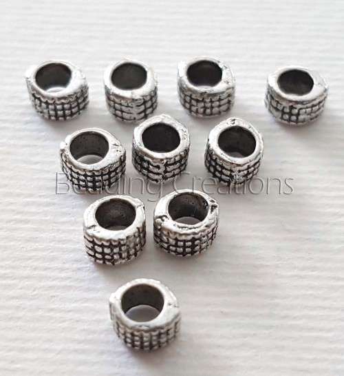 SPACERS - TIBETAN - ANTIQUE SILVER - ROUND - 5x3mm