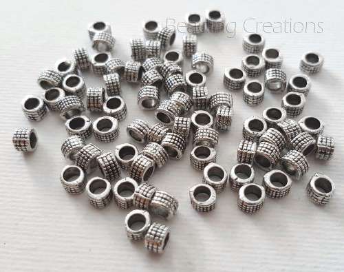 SPACERS - TIBETAN - ANTIQUE SILVER - ROUND - 5x3mm