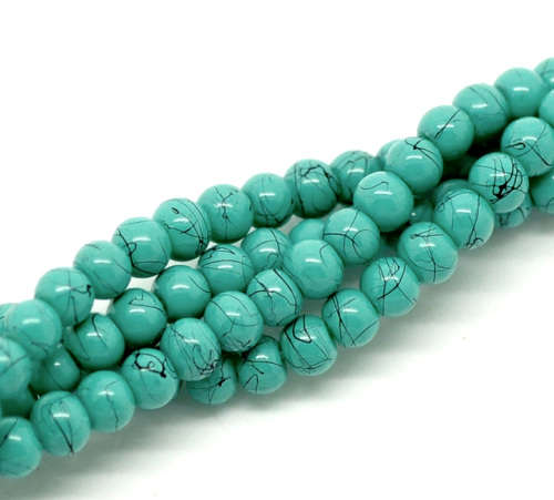 Glass Beads Imitation Turquoise Mottled Round Beads 4mm