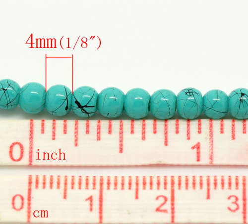 Glass Beads Imitation Turquoise Mottled Round Beads 4mm