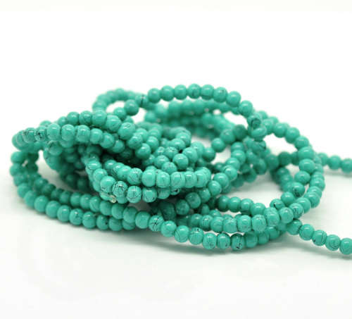 Glass Beads Imitation Turquoise Mottled Round Beads 4mm
